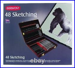 Derwent Sketching Pencils, 4mm Core, Wooden Box, 48 Count (0700759)