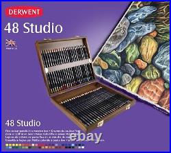 Derwent Studio Pencils, 3.4mm Core, Wooden Box, 48 Count (0700822)