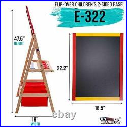 Double Sided Paint and Drawing Art Easel Board with Chalkboard with 3 Storage Bins