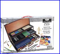 Drawing Art Set 134 Piece Professional Premier Sketching Pencils Model Kit Case