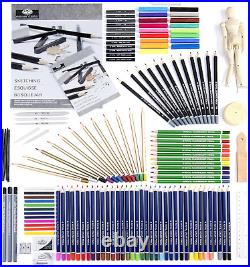 Drawing Art Set 134 Piece Professional Premier Sketching Pencils Model Kit Case