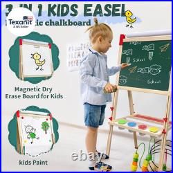 Easel for Kids, Adjustable Wooden Art Easel for Kids, 114+ Art Supplies, Double Sid