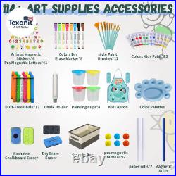 Easel for Kids, Adjustable Wooden Art Easel for Kids, 114+ Art Supplies, Double Sid