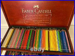 FABER-CASTELL polychromos colored pencils set wooden box pre-owned art supplies