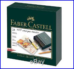 Faber Castell Pitt Artist Brush Tip Pens 24 Colour Box Set 167147 Colored Pencil