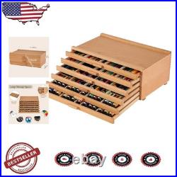 Fine Craftsmanship Wood Art Box 6 Drawers Removable Dividers Organizer