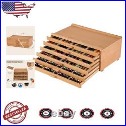 Fine Craftsmanship Wood Art Box 6 Drawers Removable Dividers Organizer
