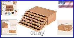 Fine Craftsmanship Wood Art Box 6 Drawers Removable Dividers Organizer