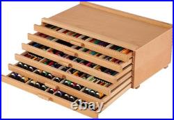 Fine Craftsmanship Wood Art Box 6 Drawers Removable Dividers Organizer