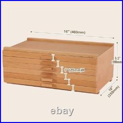 Fine Craftsmanship Wood Art Box 6 Drawers Removable Dividers Organizer