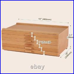 Fine Craftsmanship Wood Art Box 6 Drawers Removable Dividers Organizer