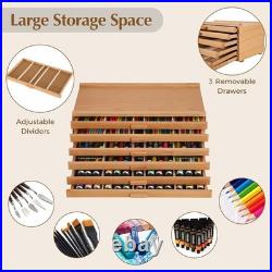 Fine Craftsmanship Wood Art Box 6 Drawers Removable Dividers Organizer