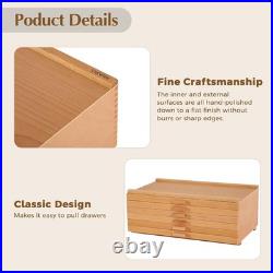 Fine Craftsmanship Wood Art Box 6 Drawers Removable Dividers Organizer