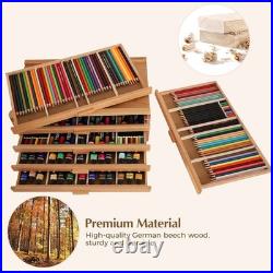 Fine Craftsmanship Wood Art Box 6 Drawers Removable Dividers Organizer