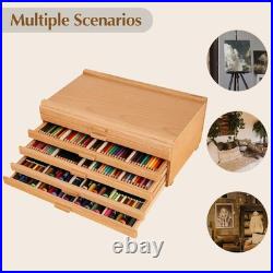 Fine Craftsmanship Wood Art Box 6 Drawers Removable Dividers Organizer