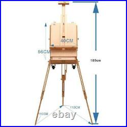 Foldable French Easel Sketch Wooden Box Beech Artist Supplies Tripod withWheels