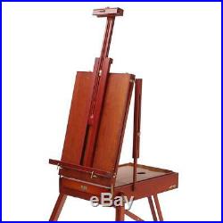 Folding Wooden Easel Sketch Box Tripod Stand Oil Painting Sketching Red Brown