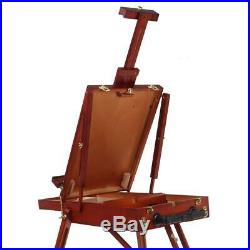 Folding Wooden Easel Sketch Box Tripod Stand Oil Painting Sketching Red Brown