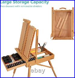 French 34 Beech Wood Adjustable Studio & Field Sketch Box Easel with Drawer