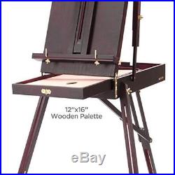 French Artist Easel Sketch Box Portable Mahogany Wooden Tripod Stand Folding