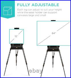French Easel, 32Pc Beginners Kit Portable Wooden Folding Adjustable Sketch Box A