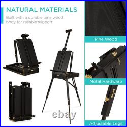 French Easel, 32Pc Beginners Kit Portable Wooden Folding Adjustable Sketch Box A