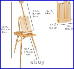 French Easel, 32Pc Beginners Kit Portable Wooden Folding Adjustable Sketch Box A