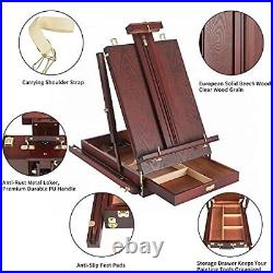 French Easel, Beech Wood Sketch Easel Box with Foldable Legs, Drawer Storage