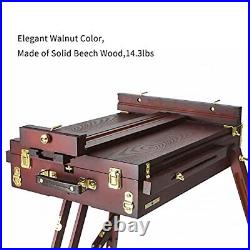 French Easel, Beech Wood Sketch Easel Box with Foldable Legs, Drawer Storage