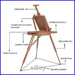 French Easel Beech Wooden Sketch Box Portable Tripod Art Painter withPallet
