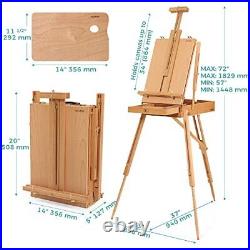 French Easel, Hold Canvas up to 34, Beech Wood Adulstable Foldable Studio &