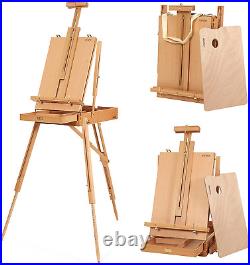 French Easel, Hold Canvas up to 34, Beech Wood Adulstable Foldable Studio & Fie