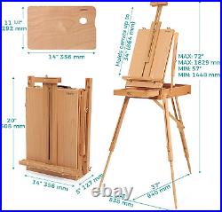 French Easel, Hold Canvas up to 34, Beech Wood Adulstable Foldable Studio & Fie