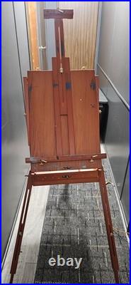 French Easel Wood Painting Artist Sketch Box Case Portable Tripod w Drawer