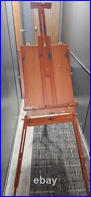 French Easel Wood Painting Artist Sketch Box Case Portable Tripod w Drawer