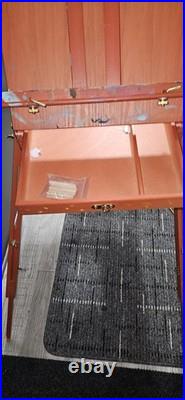 French Easel Wood Painting Artist Sketch Box Case Portable Tripod w Drawer