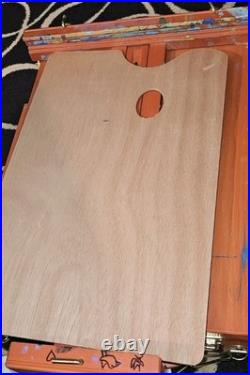French Easel Wood Painting Artist Sketch Box Case Portable Tripod w Drawer