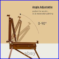 French Easel for Painting, Deluxe Beech Wooden Field & Studio Sketchbox Easel St