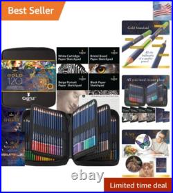 Gold Standard 120 Coloring Pencils Set with Extras, Oil-based Colored Cores S