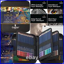 Gold Standard Coloring Pencils Set with Extras, Oil-based Colored Cores 120