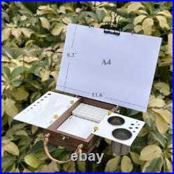 HHMKK Tabletop Easel Box with Watercolor Palette Empty, Portable Travel Easel