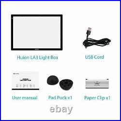 HUION LA3 LED Tracing Light Box, Portable USB Copy Board Dimmable Brightness