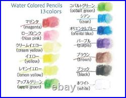 Hokusei Watercolor Pencil Set 13 Colors Starter Kit No Box, Used