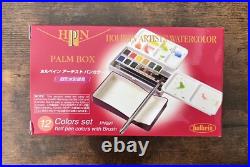 Holbein Artist's Watercolors Set of 12 Half-Pans with Brush (Palm Box PN691)