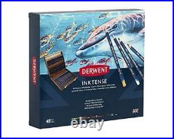 Inktense Pencils 48 Wooden Box, Set of 48, Premium 4mm Round Core, Firm