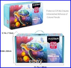 KALOUR Pro Colored Pencils, Set of 520 Colors, Artists Soft Core w Vibrant Colors