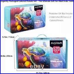 KALOUR Pro Colored Pencils, Set of 520 Colors, Artists Soft Core with Vibrant