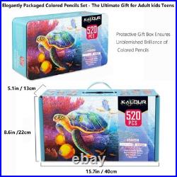 KALOUR Pro Colored Pencils, Set of 520 Colors, Artists Soft Core with Vibrant C