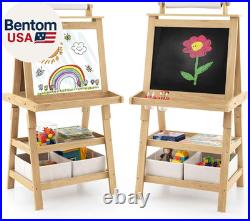 Kids Art Easel, 3 in 1 Double-Sided Painting Easel WithMagnetic Whiteboard, Chalkb
