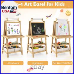 Kids Art Easel, 3 in 1 Double-Sided Painting Easel WithMagnetic Whiteboard, Chalkb
